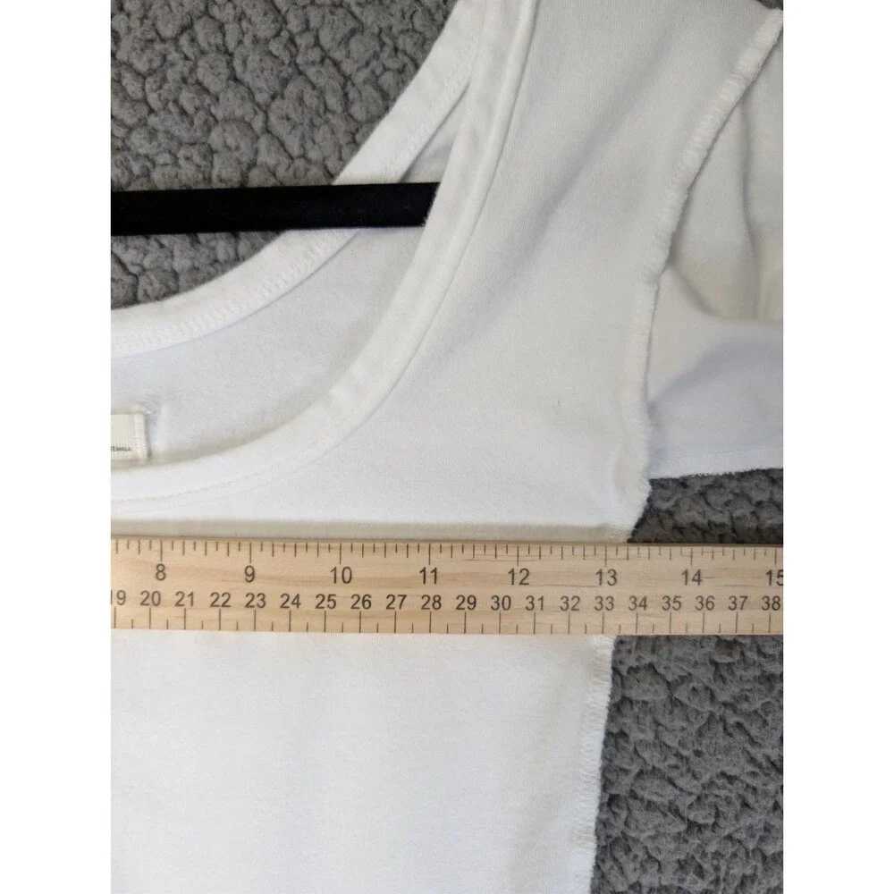 Free People We The Free Long Sleeve Top Scoop Neck White XS Raw Seam Shirt Boho